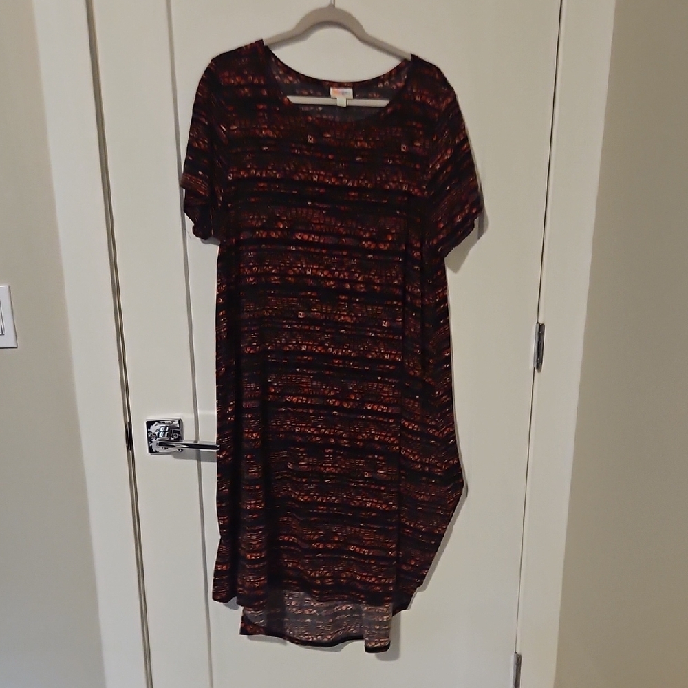LuLaRoe Red and Black High Low Casual Dress